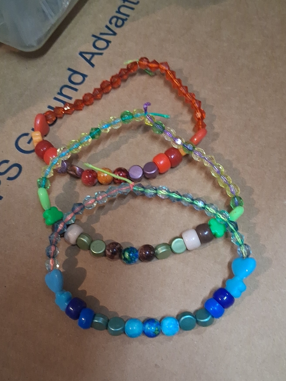 MY SON'S HANDCRAFTED ELEMENTAL BEADED BRACELETS  EARTH